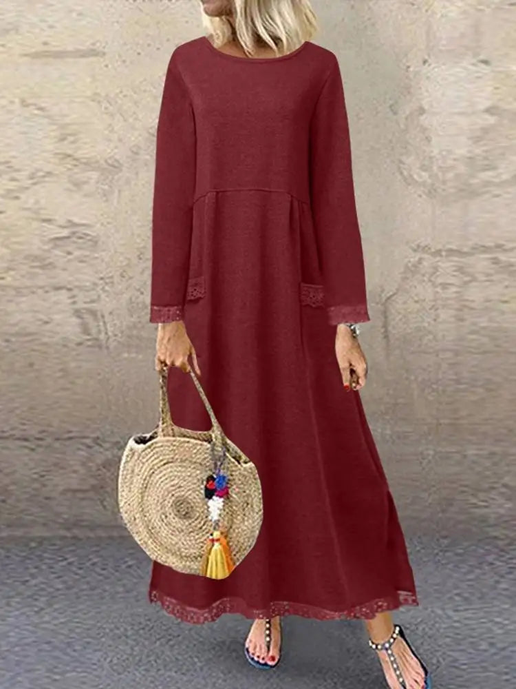 ZANZEA-Robe sweat-shirt à manches longues et col rond pour femme, pull au crochet en dentelle, robe d'été, sweats à capuche monochromes, robe éducative, sourire, hiver, automne