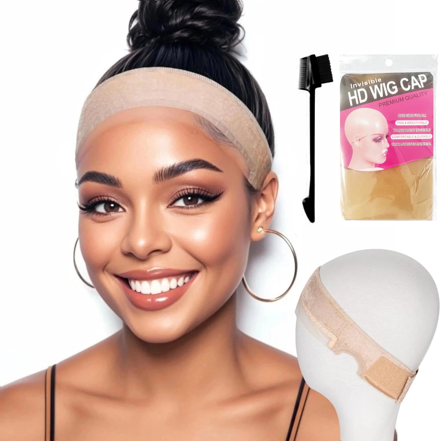 Bande de poignée de perruque en dentelle réglable pour femmes, bandeau antidérapant et respirant avec découpes d'oreilles et bord en dentelle naturelle, facile à porter et à retirer