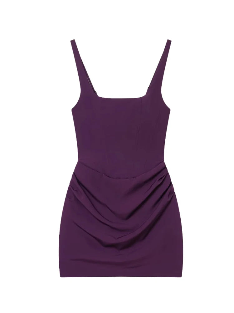 Robe courte plissée de style français pour femmes, mode été, robe de soirée, bretelles spaghetti, robe moulante sexy, corset bandage, mini robe