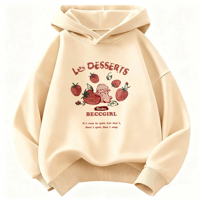 Sweat à capuche Y2k à la mode avec motif fraise amusant pour enfants, style années 90, décontracté, pour garçons et filles