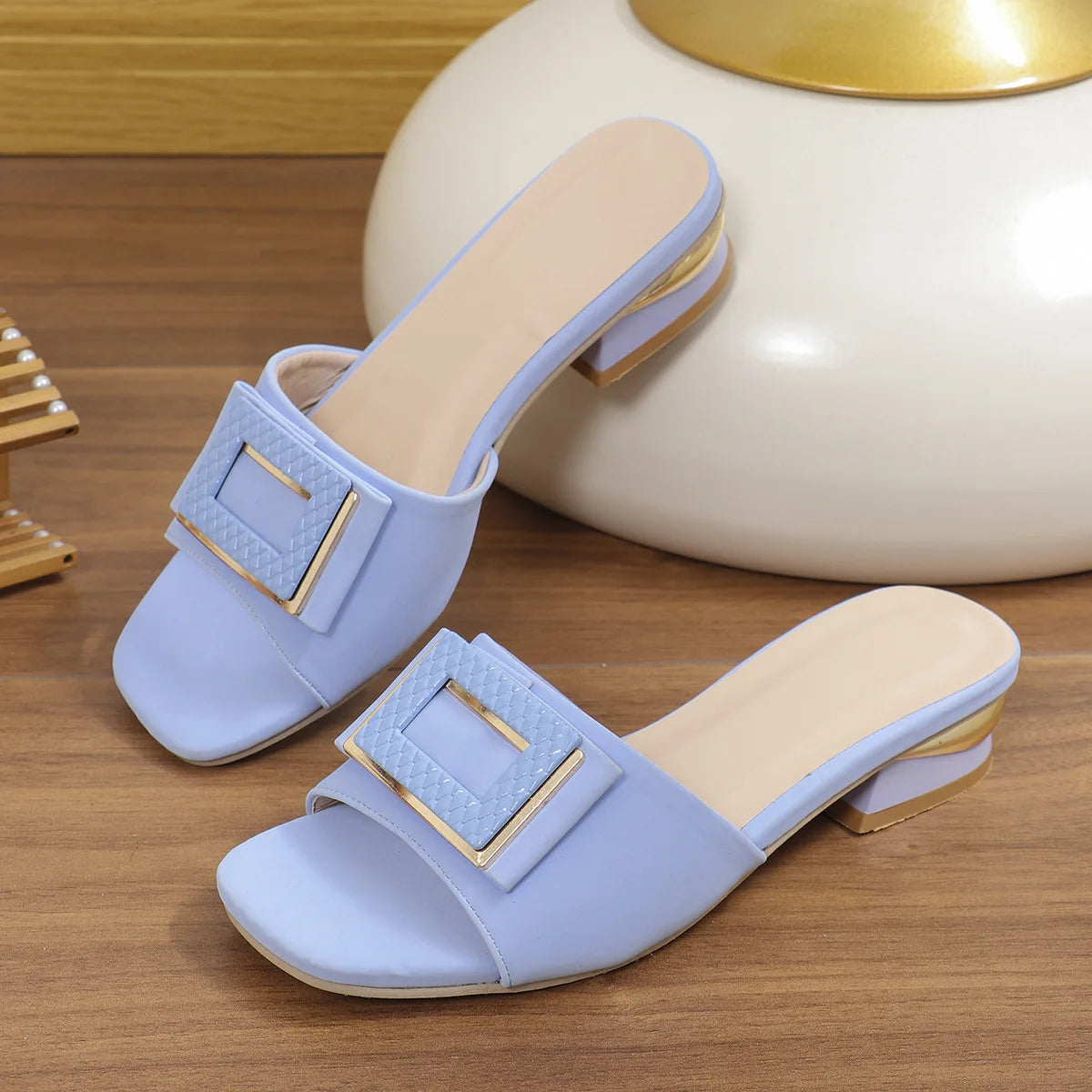 Pantoufles d'Été à Talons Hauts pour Femme, Chaussures Élégantes à Enfiler, Confortables, pour ixde Mariage