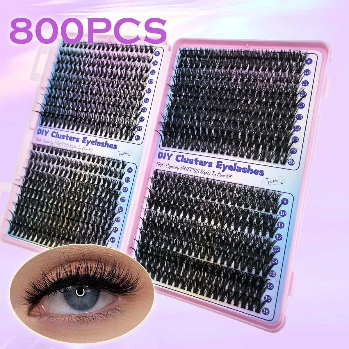 Extensions de cils individuels MJ 640 pièces 30D/40D/50D/60D en bouquets, faux cils DIY à domicile, maquillage