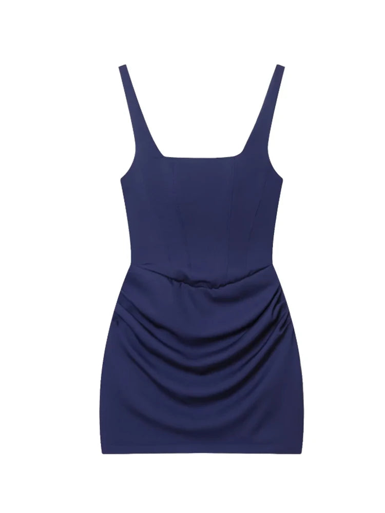 Robe courte plissée de style français pour femmes, mode été, robe de soirée, bretelles spaghetti, robe moulante sexy, corset bandage, mini robe