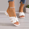 Sandales à talons bas respirantes pour femmes, pantoufles de grande taille, tête carrée creuse, tempérament astronomique doux, mode estivale, nouveau