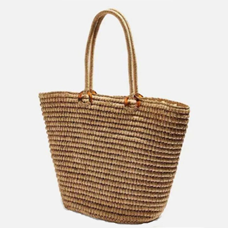 Sacs à main bohème d'été en paille pour femmes, sac de plage de grande capacité, sac à bandoulière, panier de shopping tissé, fourre-tout