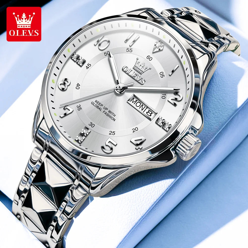 OLEVS 2910 montre à Quartz de luxe pour hommes en acier inoxydable étanche Date sport classique décontracté hommes montres lumineux Reloj