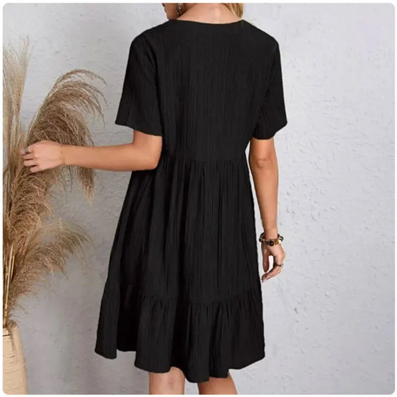 Robes péplum d'été pour femmes, col en v, manches courtes, taille ample, à volants, évasées, robes de vocation, printemps