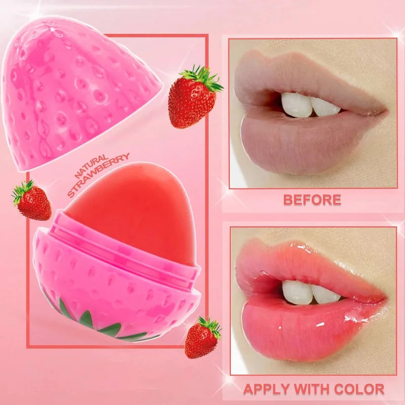 Baume à lèvres à la fraise, hydratant longue durée, réparateur, rouge à lèvres hydratant, fruits mignons, répare les lèvres sèches, cosmétiques, 1/4 pièces