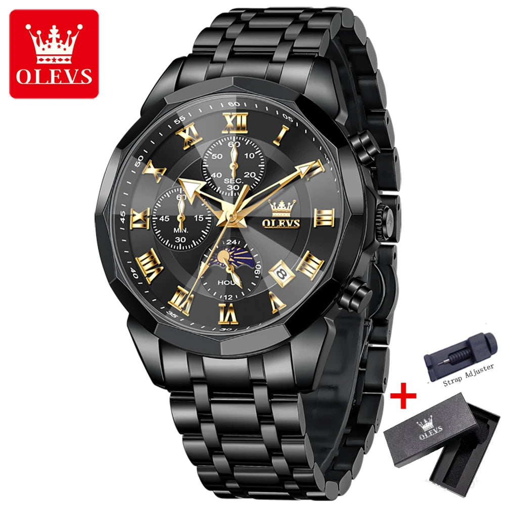 OLEVS 3675 luxe en acier inoxydable étanche calendrier montre à Quartz pour hommes chronographe lumineux hommes montres Reloj Hombre