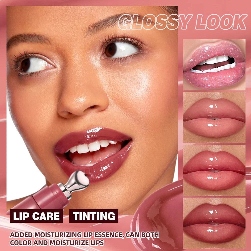 QIBEST Gloss à lèvres effet miroir cristallin, teinte longue durée, hydratant, brillant, pailleté, nourrissant, maquillage