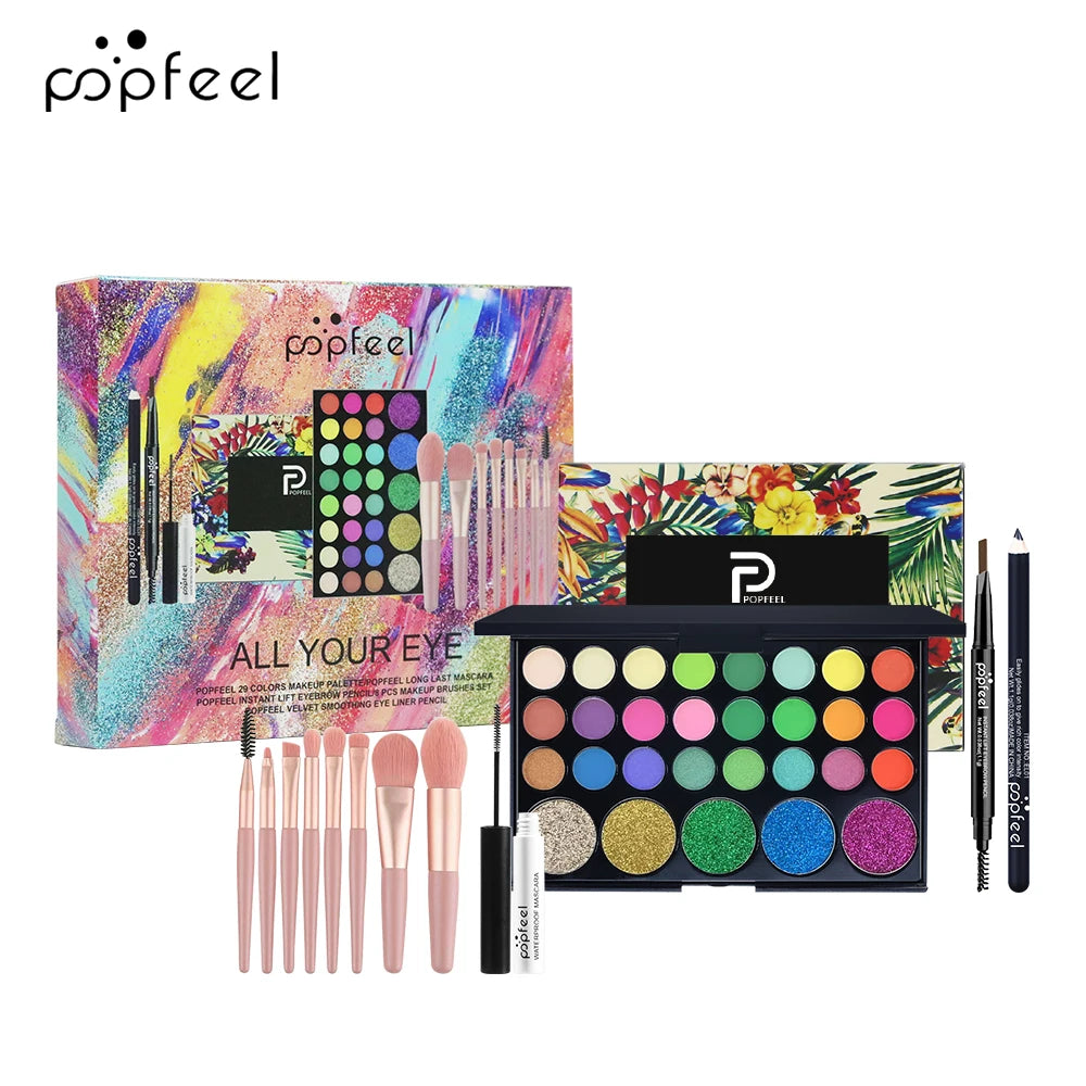 Kit Maquillage Yeux POPFEEL — Palette 40 Couleurs + Crayons à Sourcils