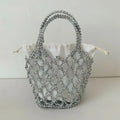 Sac à main tissé de luxe pour femmes, sac de rangement de grande capacité, sac à cordon, sac tissé Portable, sac seau tissé pour filles