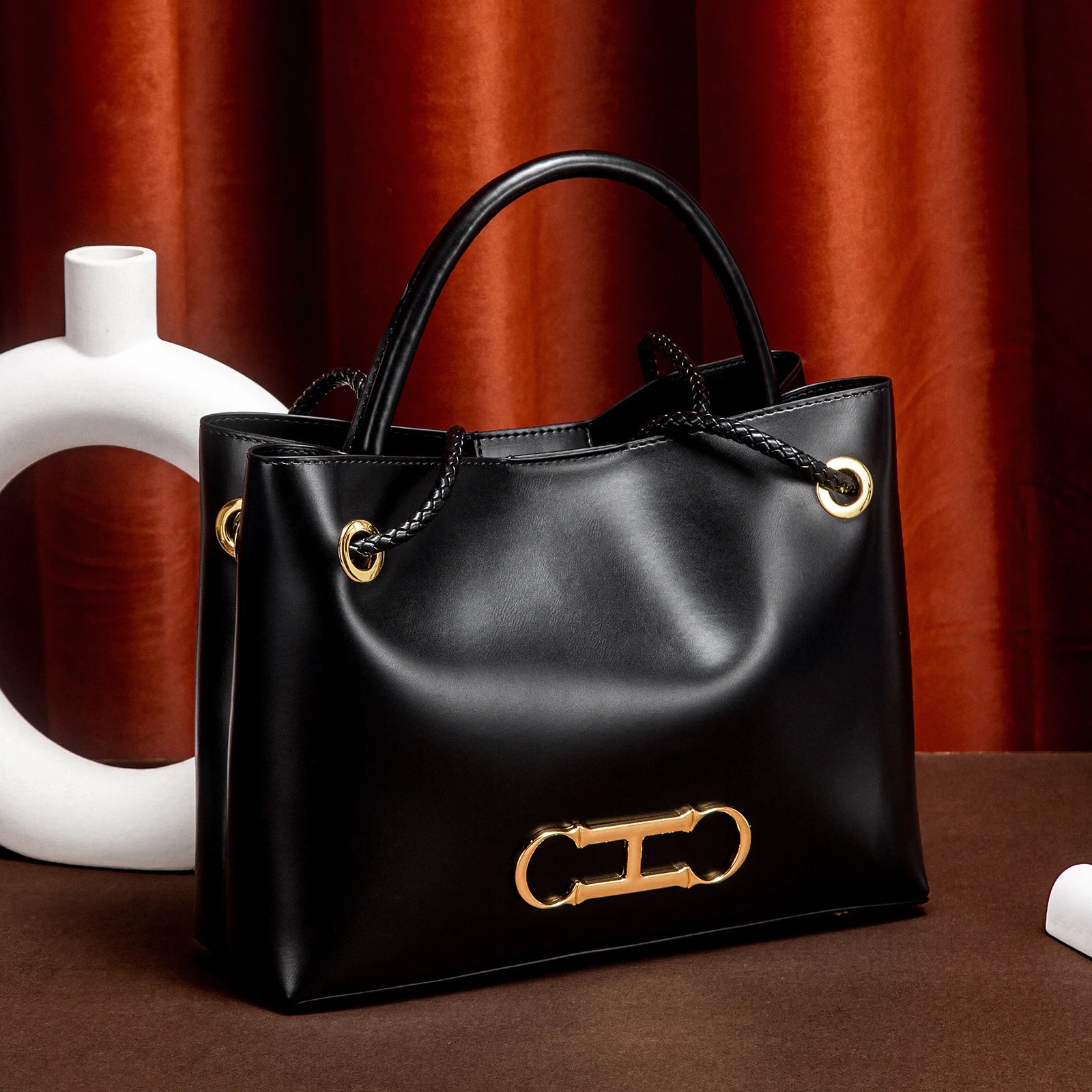 Sac à main pour femme, nouvelle collection automne 2026, sac fourre-tout noir minimaliste, sac de travail à double usage pour femme