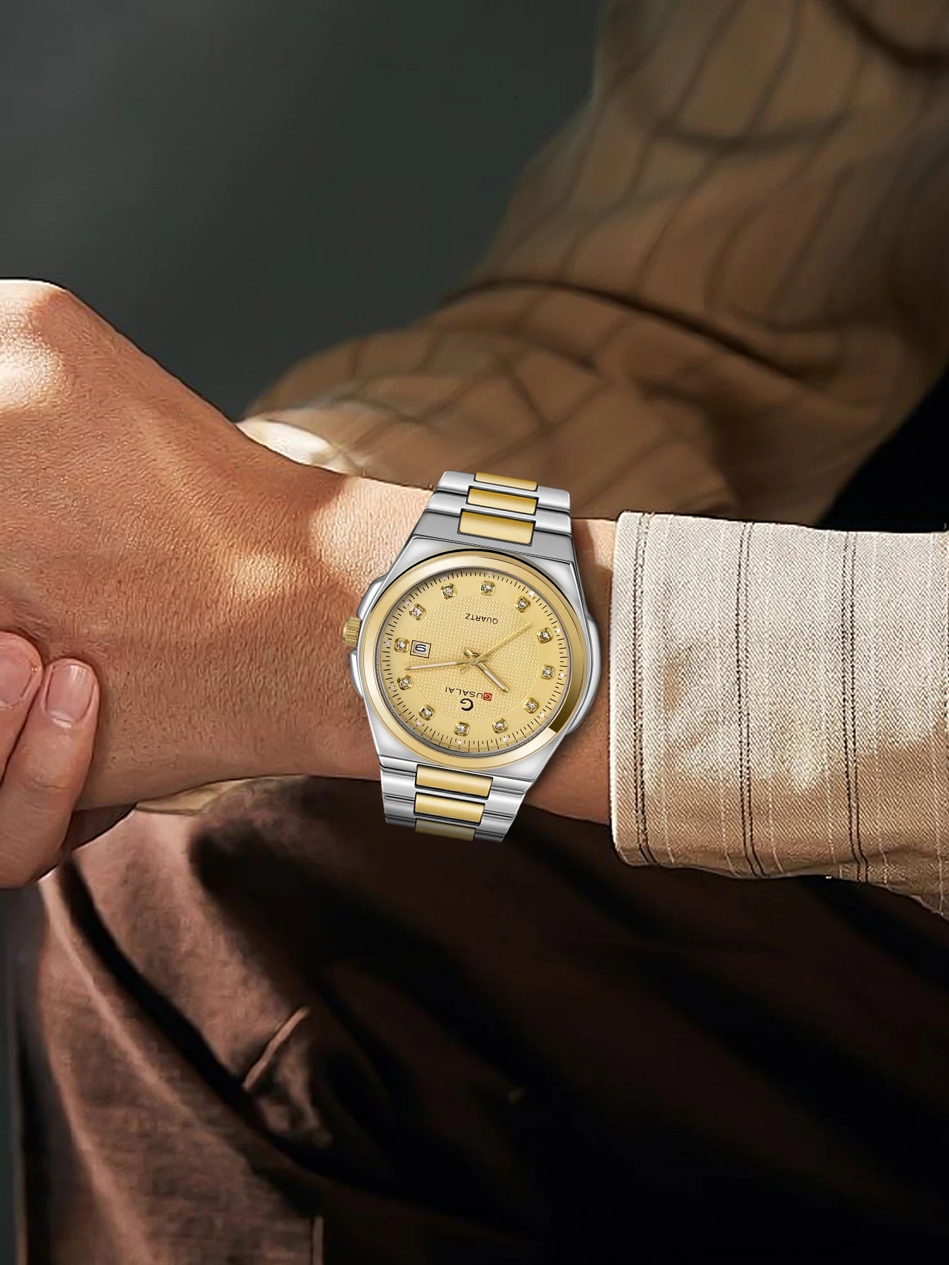 Montre à quartz en acier pour hommes GUSALAI – Élégante et polyvalente pour les affaires et les vêtements décontractés