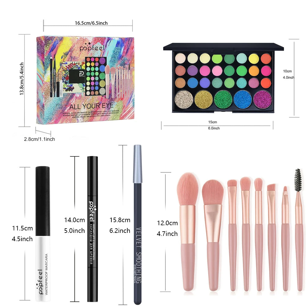 Kit Maquillage Yeux POPFEEL — Palette 40 Couleurs + Crayons à Sourcils