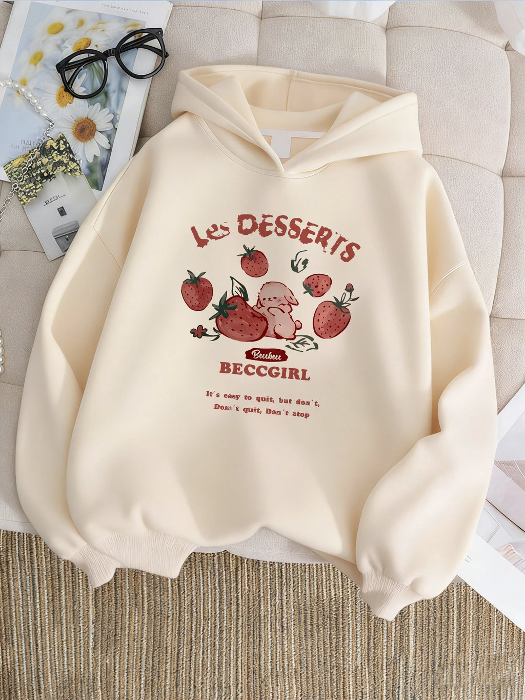 Sweat à capuche Y2k à la mode avec motif fraise amusant pour enfants, style années 90, décontracté, pour garçons et filles