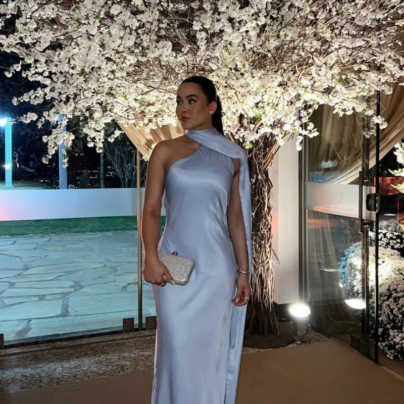 Robe élégante à col licou pour femmes, couleur unie, épaules dénudées, sans manches, dos nu, Slim, Maxi, Robes de soirée, été, automne, 2025