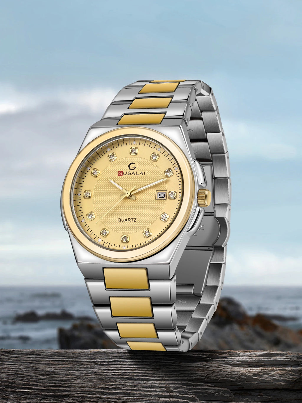 Montre à quartz en acier pour hommes GUSALAI – Élégante et polyvalente pour les affaires et les vêtements décontractés