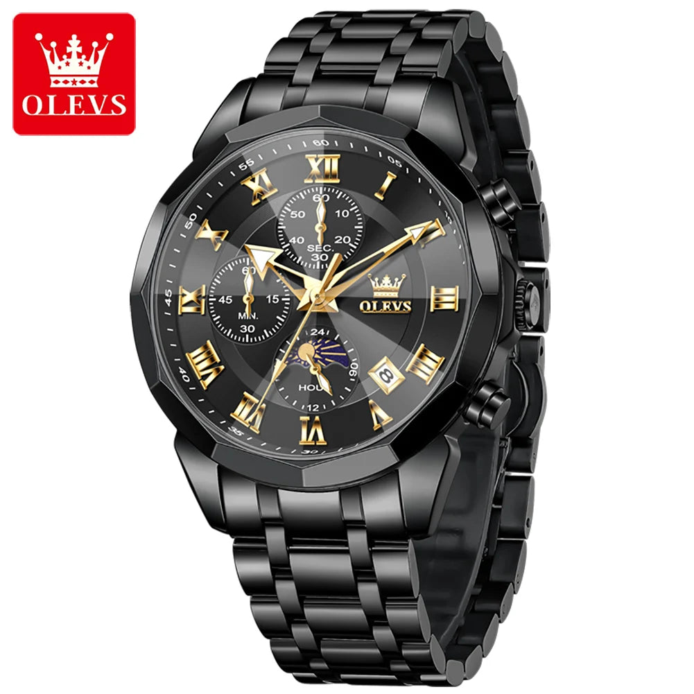 OLEVS 3675 luxe en acier inoxydable étanche calendrier montre à Quartz pour hommes chronographe lumineux hommes montres Reloj Hombre
