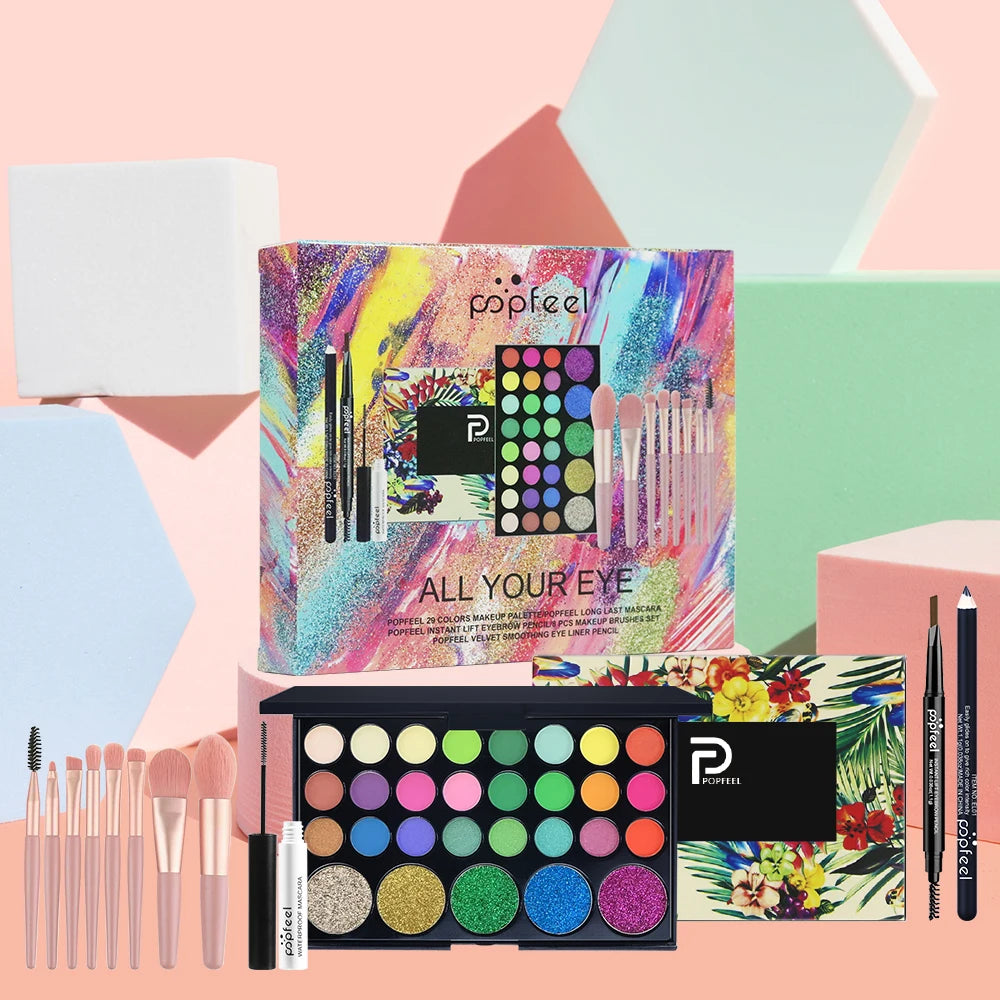 Kit Maquillage Yeux POPFEEL — Palette 40 Couleurs + Crayons à Sourcils