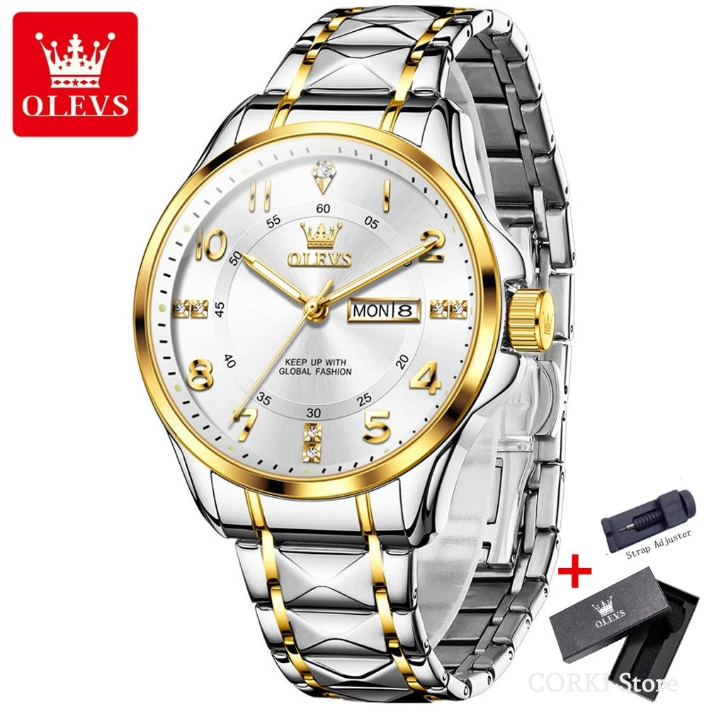 OLEVS 2910 montre à Quartz de luxe pour hommes en acier inoxydable étanche Date sport classique décontracté hommes montres lumineux Reloj