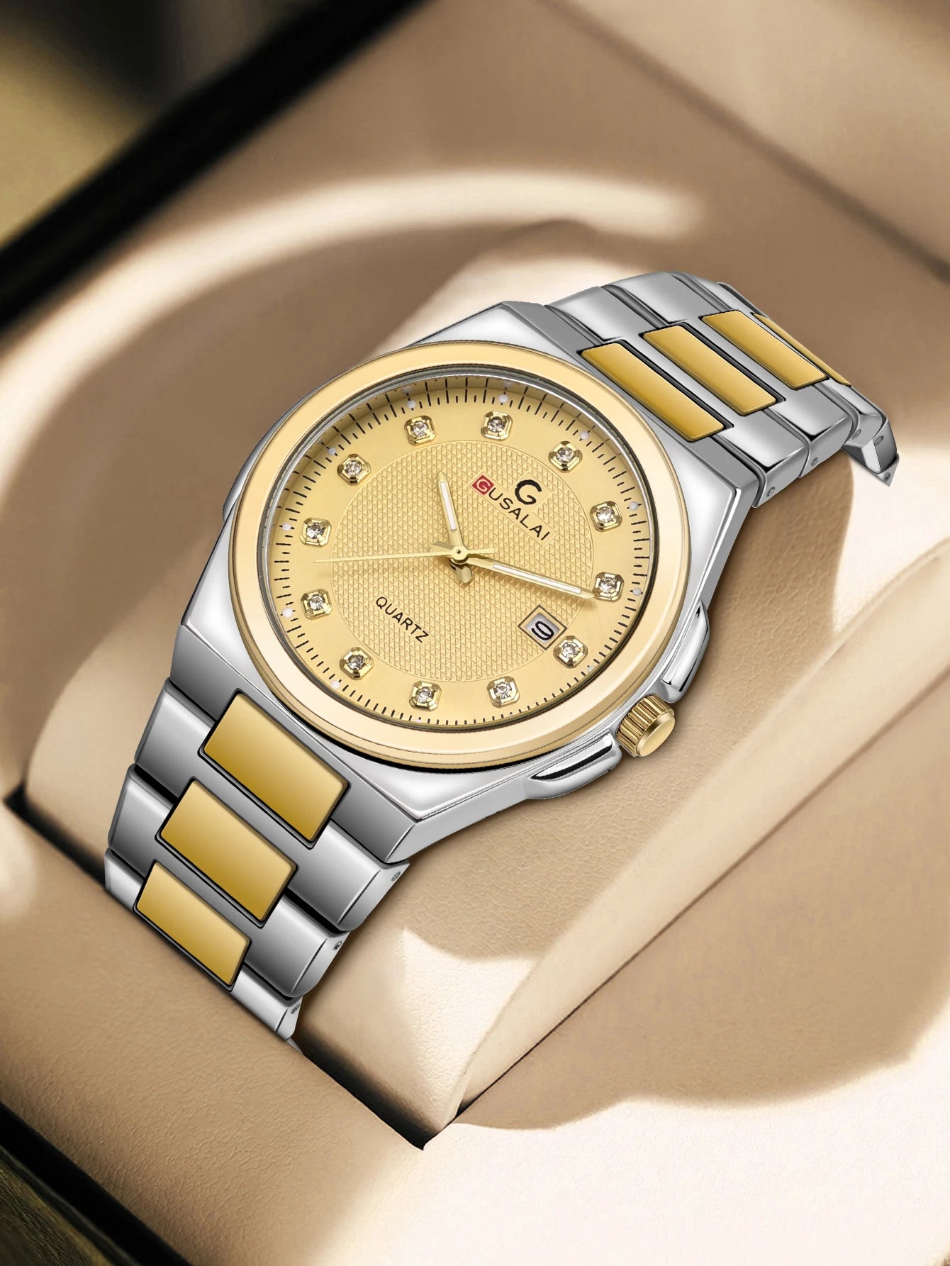Montre à quartz en acier pour hommes GUSALAI – Élégante et polyvalente pour les affaires et les vêtements décontractés