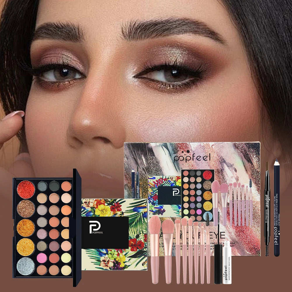 Kit Maquillage Yeux POPFEEL — Palette 40 Couleurs + Crayons à Sourcils