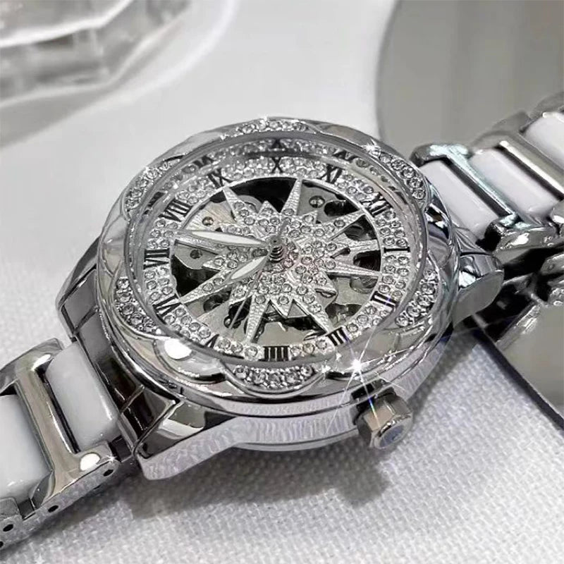Montre Femme Élégante 2026 – Montre-Bracelet Squelette à Cadran Circulaire, Montre à Quartz Diamantée pour Femme, Montre de Luxe Tendance pour Petite Amie