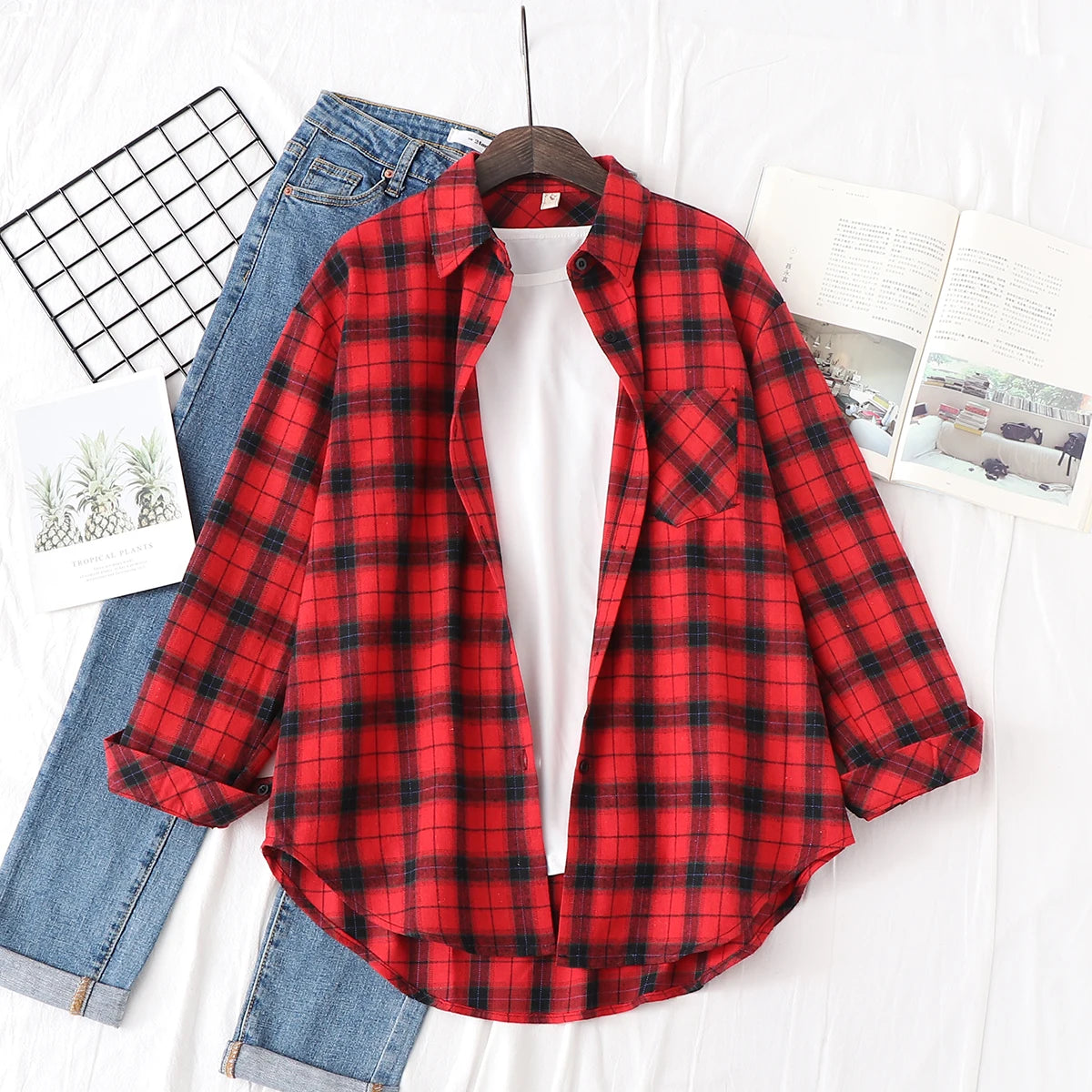 2025 nouvelle mode lâche femmes chemise à carreaux frais collège Style Design Blouses et hauts à manches longues décontracté femme à carreaux vêtements