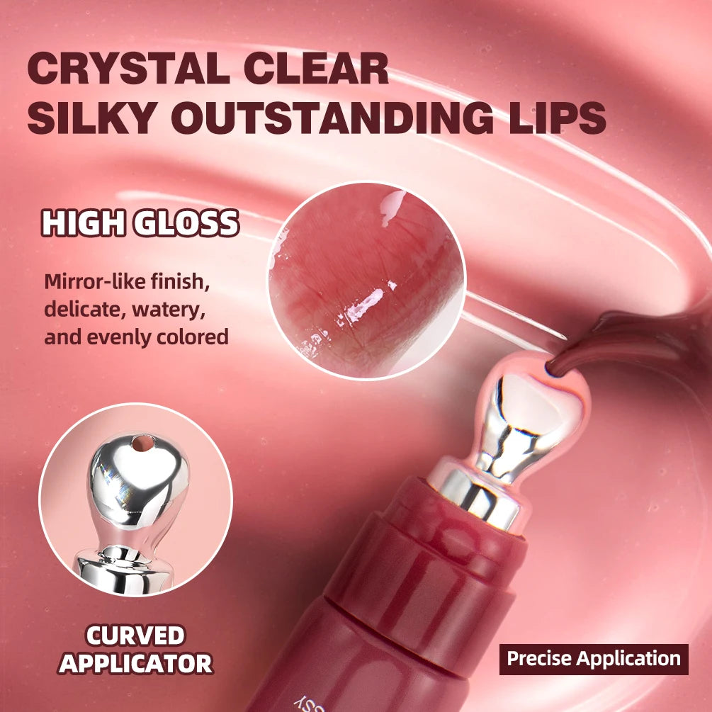 QIBEST Gloss à lèvres effet miroir cristallin, teinte longue durée, hydratant, brillant, pailleté, nourrissant, maquillage