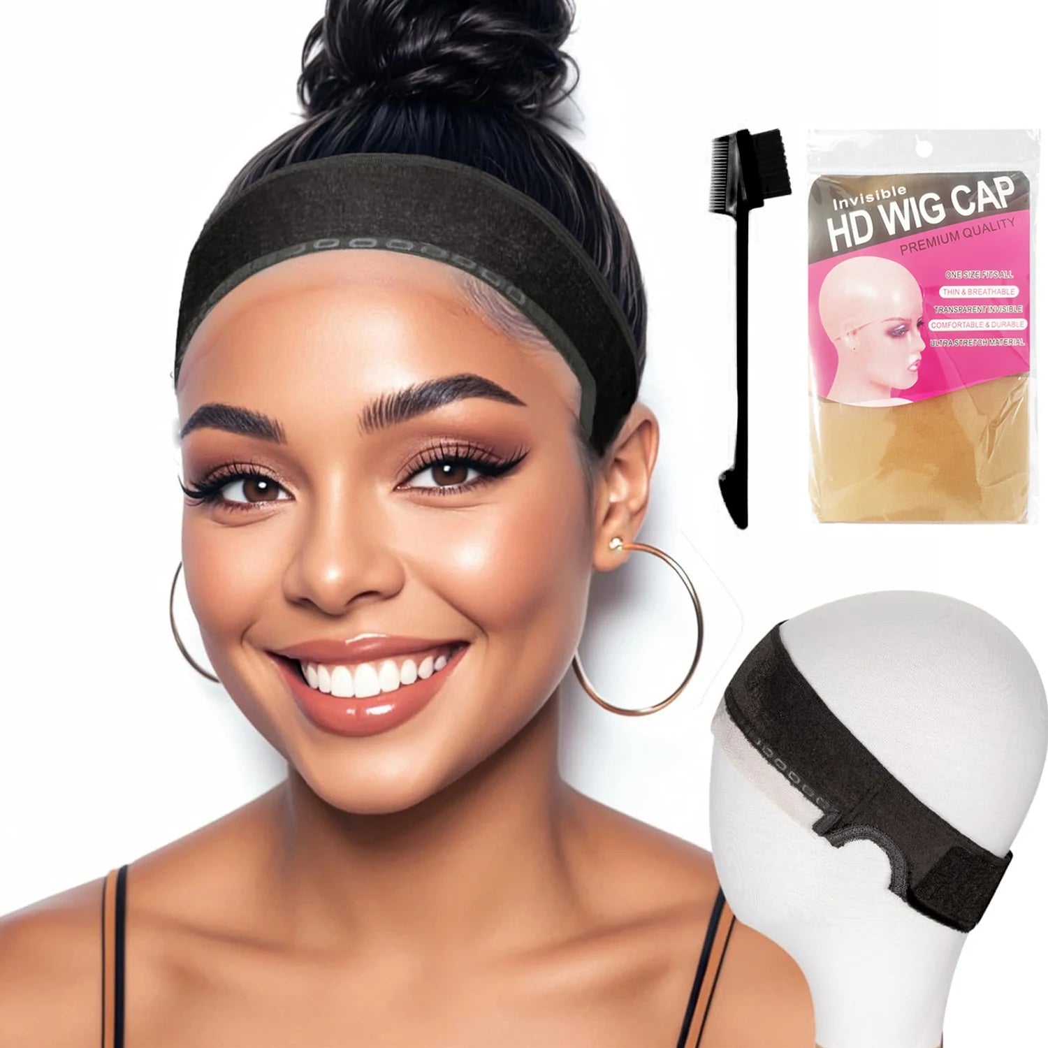 Bande de poignée de perruque en dentelle réglable pour femmes, bandeau antidérapant et respirant avec découpes d'oreilles et bord en dentelle naturelle, facile à porter et à retirer