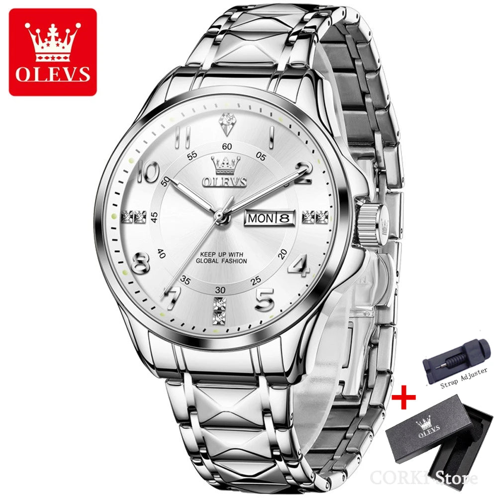 OLEVS 2910 montre à Quartz de luxe pour hommes en acier inoxydable étanche Date sport classique décontracté hommes montres lumineux Reloj