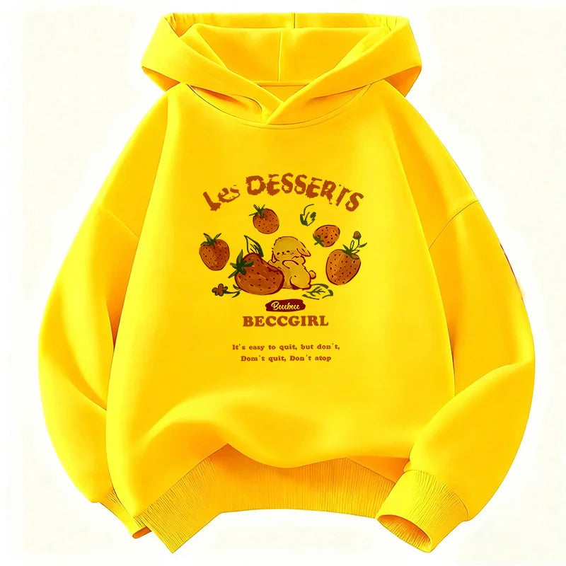 Sweat à capuche Y2k à la mode avec motif fraise amusant pour enfants, style années 90, décontracté, pour garçons et filles