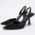 2025 été nouvelle marque femmes sandales mode cristal boucle Slingback talons hauts fête élégante or femme chaussures Sexy pompes