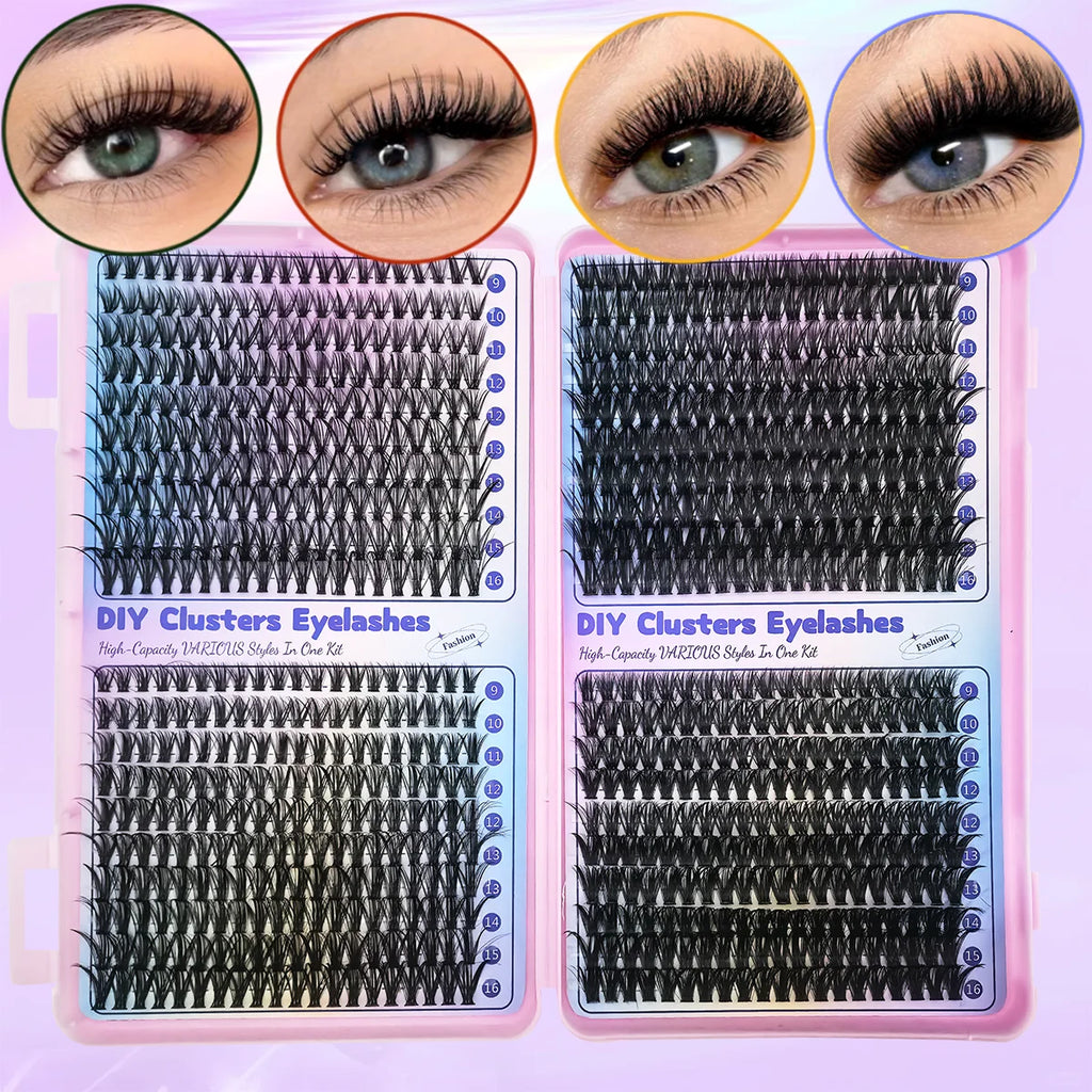 Extensions de cils individuels MJ 640 pièces 30D/40D/50D/60D en bouquets, faux cils DIY à domicile, maquillage