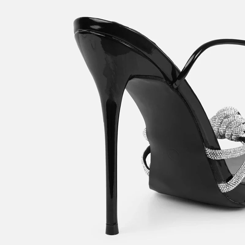 Liyke 2026 nouveauté argent cristal bande étroite femmes sandales été fête mariage bal chaussures plate-forme bout ouvert talons hauts