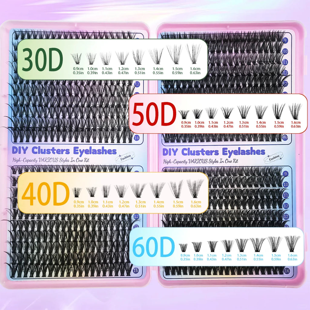 Extensions de cils individuels MJ 640 pièces 30D/40D/50D/60D en bouquets, faux cils DIY à domicile, maquillage