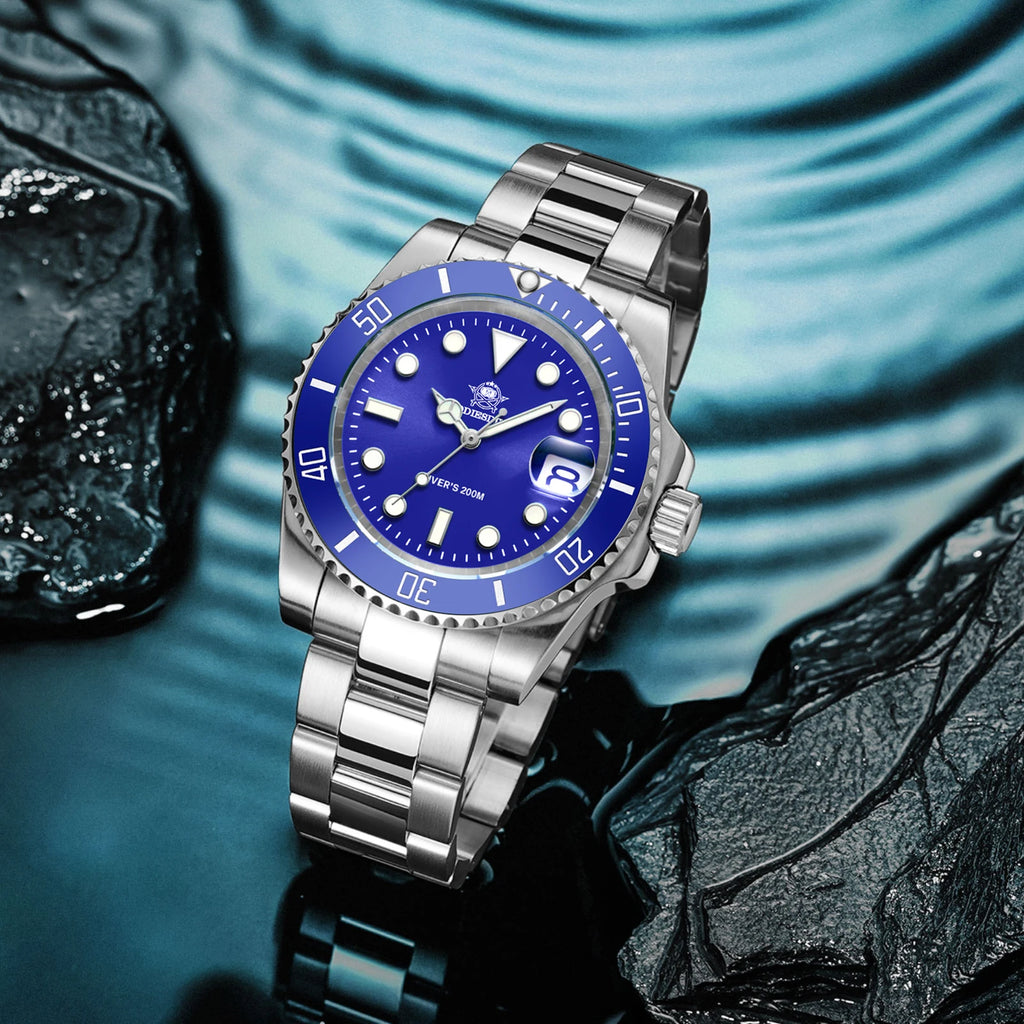 ADDIESDIVE – montre de luxe à Quartz en acier inoxydable pour hommes, étanche 20ATM, avec date, lunette en céramique, montres de Sport, Relogio Masculino