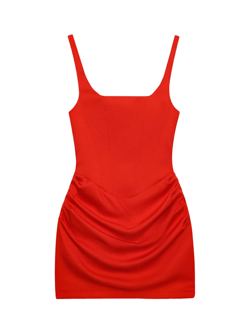 Robe courte plissée de style français pour femmes, mode été, robe de soirée, bretelles spaghetti, robe moulante sexy, corset bandage, mini robe