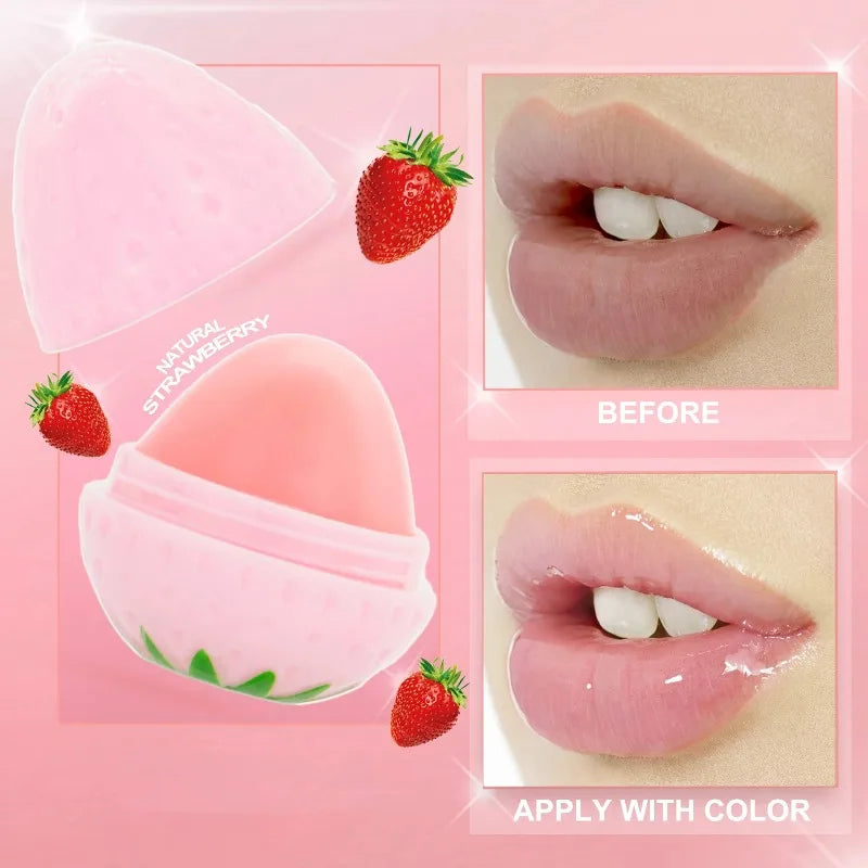 Baume à lèvres à la fraise, hydratant longue durée, réparateur, rouge à lèvres hydratant, fruits mignons, répare les lèvres sèches, cosmétiques, 1/4 pièces