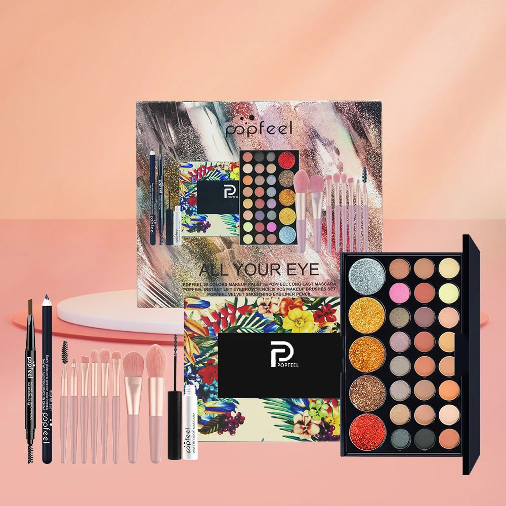 Kit Maquillage Yeux POPFEEL — Palette 40 Couleurs + Crayons à Sourcils